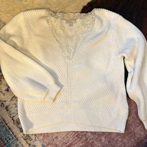 Joie Sweater with a lace trim